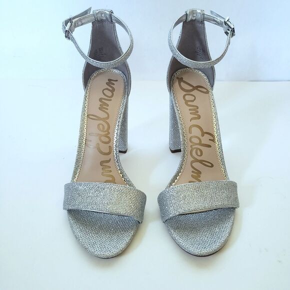 Sam Edelman Yaro Silver Strappy Block Heel Size 8.5 - Picture 3 of 11
